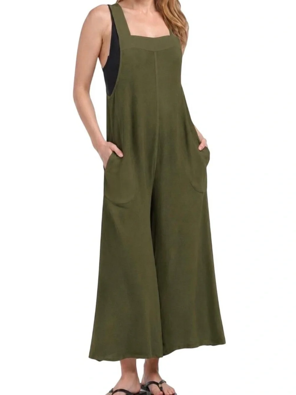 Haute Hippie Olive Linen Blend jumpsuit